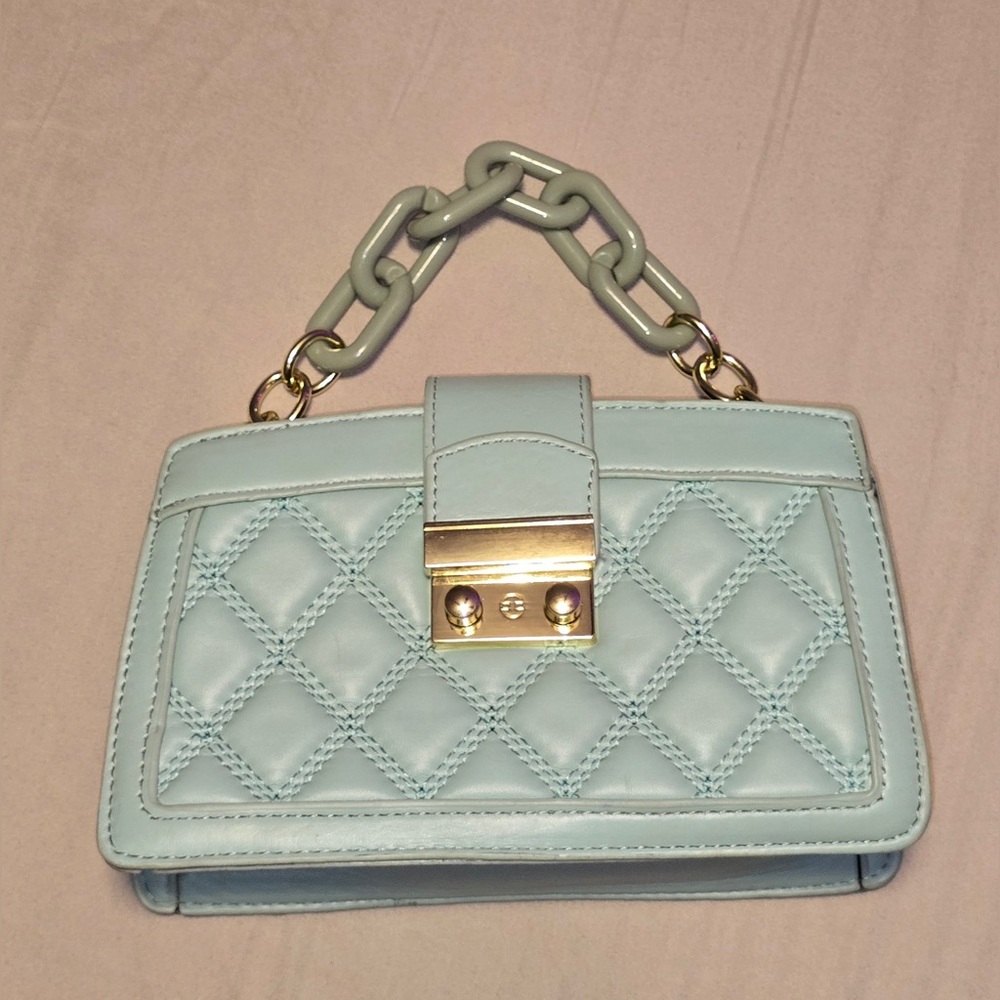 Y2K Chunky Chain Mini Bag — Pastel Blue/Green
